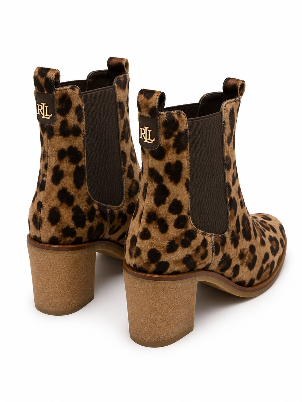 249. Lauren Ralph Lauren Leopard-Print Chelsea Block Heel Ankle Boots